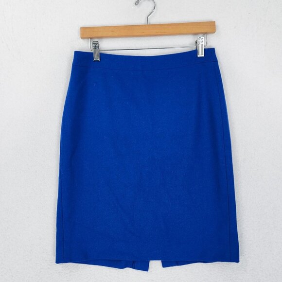 J Crew Skirt Womens 2 Blue Wool Blend Knee Length Pencil Classic Career Casual - Picture 1 of 10
